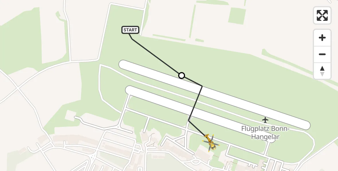 Vluchtroute Traumahelikopter Sankt Augustin - Bonn-Hangelar Flugplatz, 24 augustus 2026, 12:28