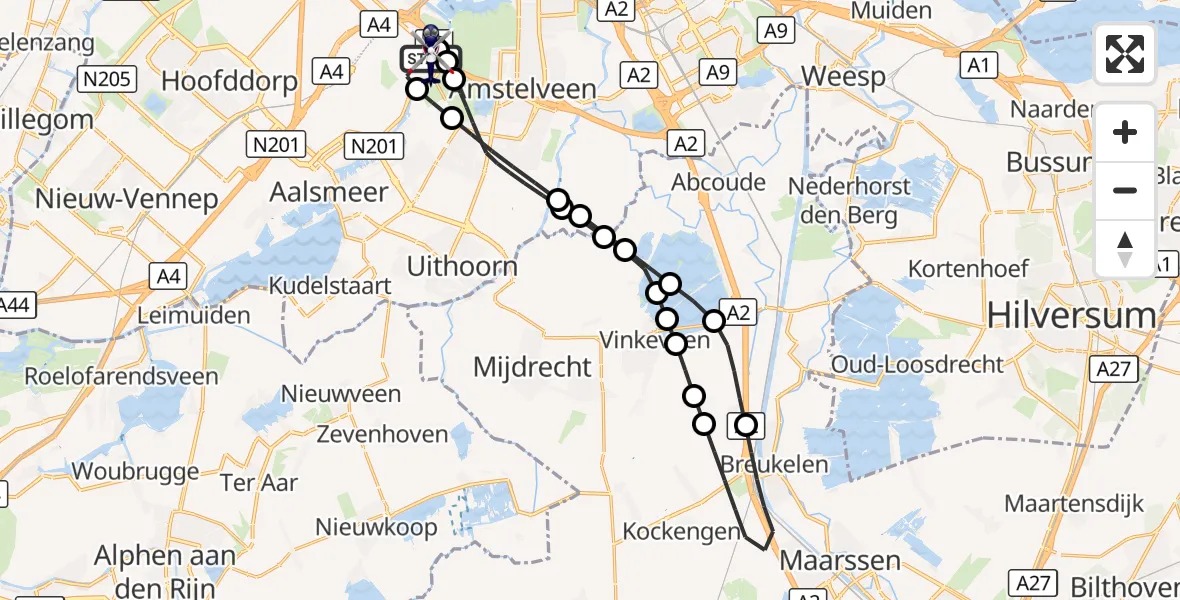 Vluchtroute Politiehelikopter Amsterdam Vliegveld Schiphol - Amsterdam Vliegveld Schiphol, 24 augustus 2026, 13:20