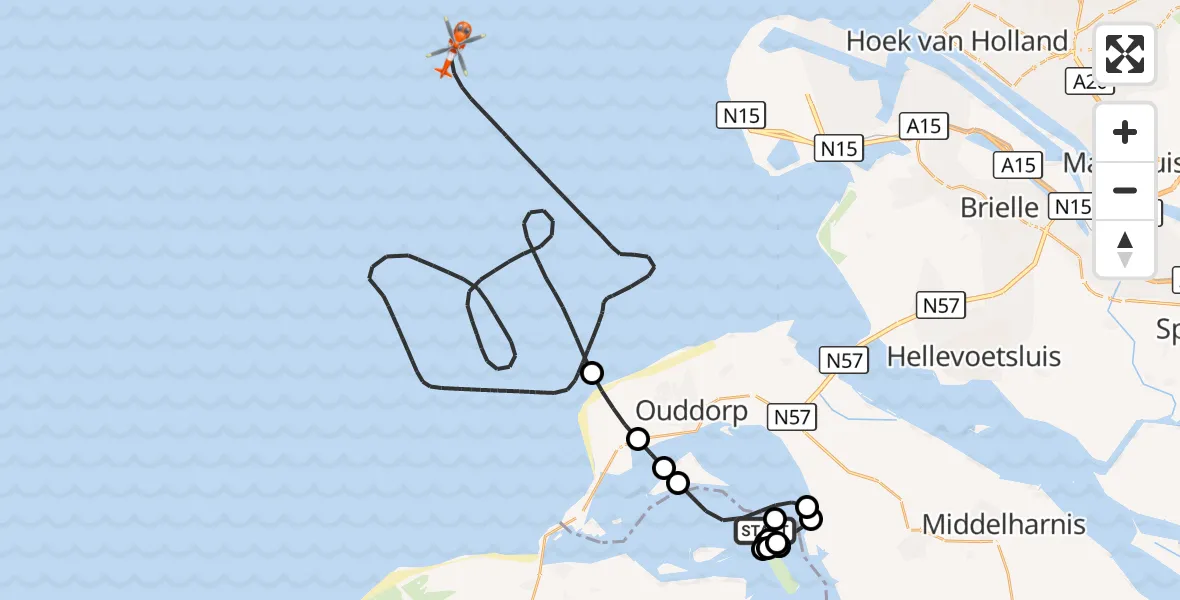 Vluchtroute Kustwachthelikopter Veermansplaat - Noordzee, 24 augustus 2026, 13:23