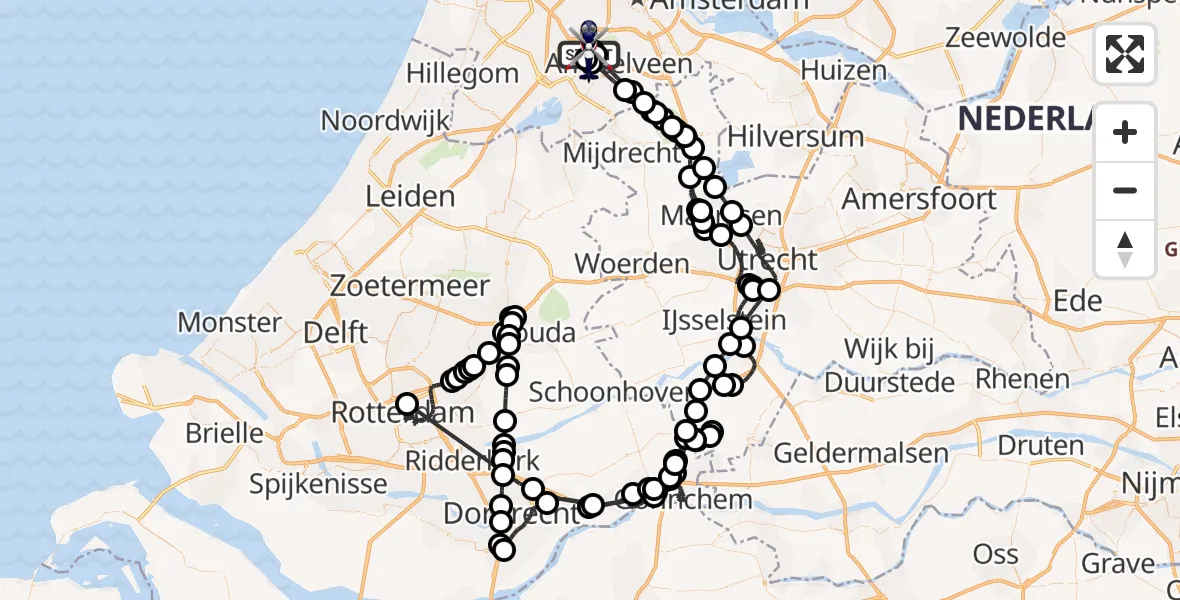 Vluchtroute Politiehelikopter Amsterdam Vliegveld Schiphol - Amsterdam Vliegveld Schiphol, 24 augustus 2026, 13:49
