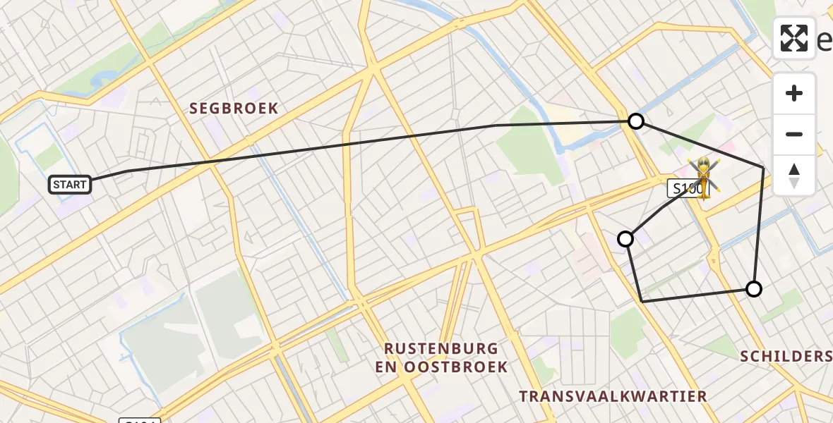Vluchtroute Traumahelikopter 's-Gravenhage - HMC Westeinde Heliport, 24 augustus 2026, 16:09