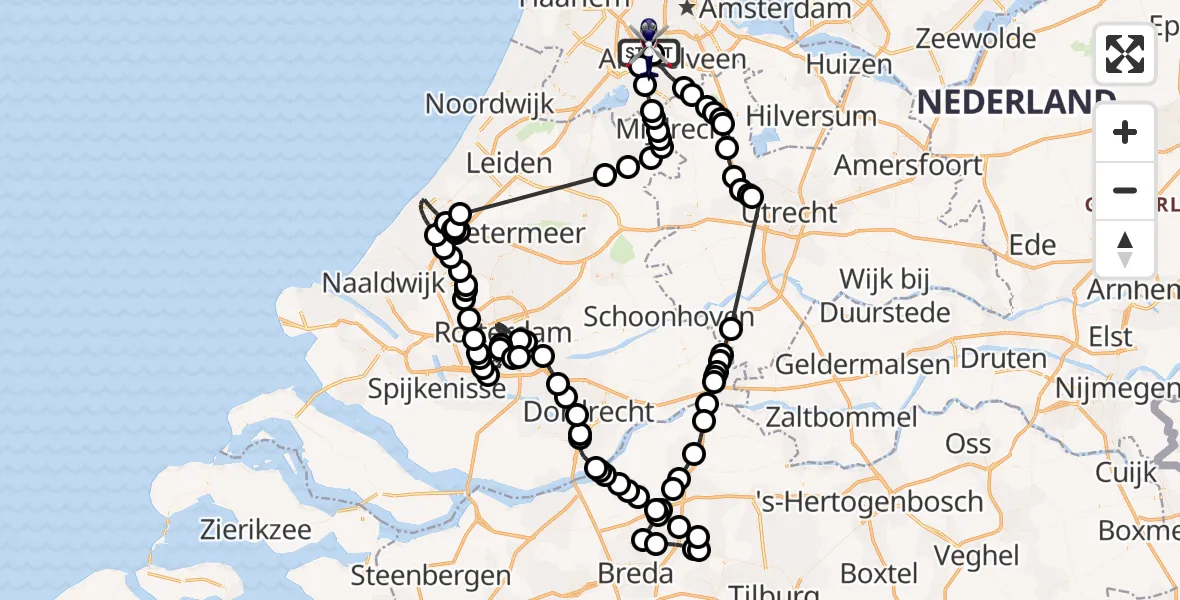 Vluchtroute Politiehelikopter Amsterdam Vliegveld Schiphol - Amsterdam Vliegveld Schiphol, 24 augustus 2026, 17:55