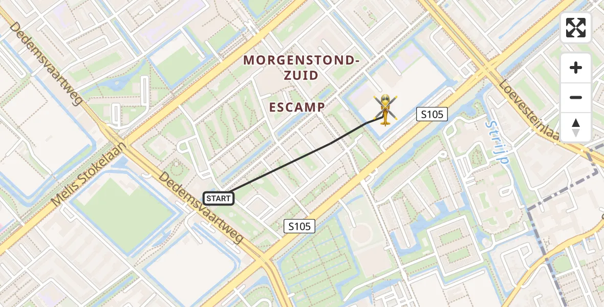 Vluchtroute Traumahelikopter 's-Gravenhage - 's-Gravenhage, 24 augustus 2026, 18:15