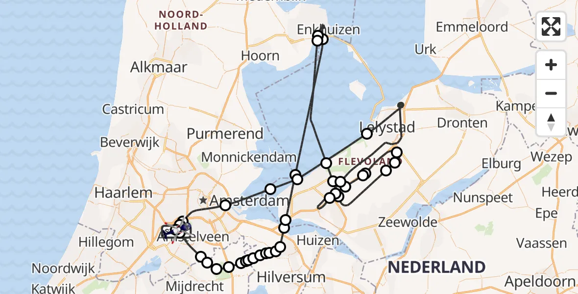 Vluchtroute Politiehelikopter Amsterdam Vliegveld Schiphol - Amsterdam Vliegveld Schiphol, 24 augustus 2026, 18:15