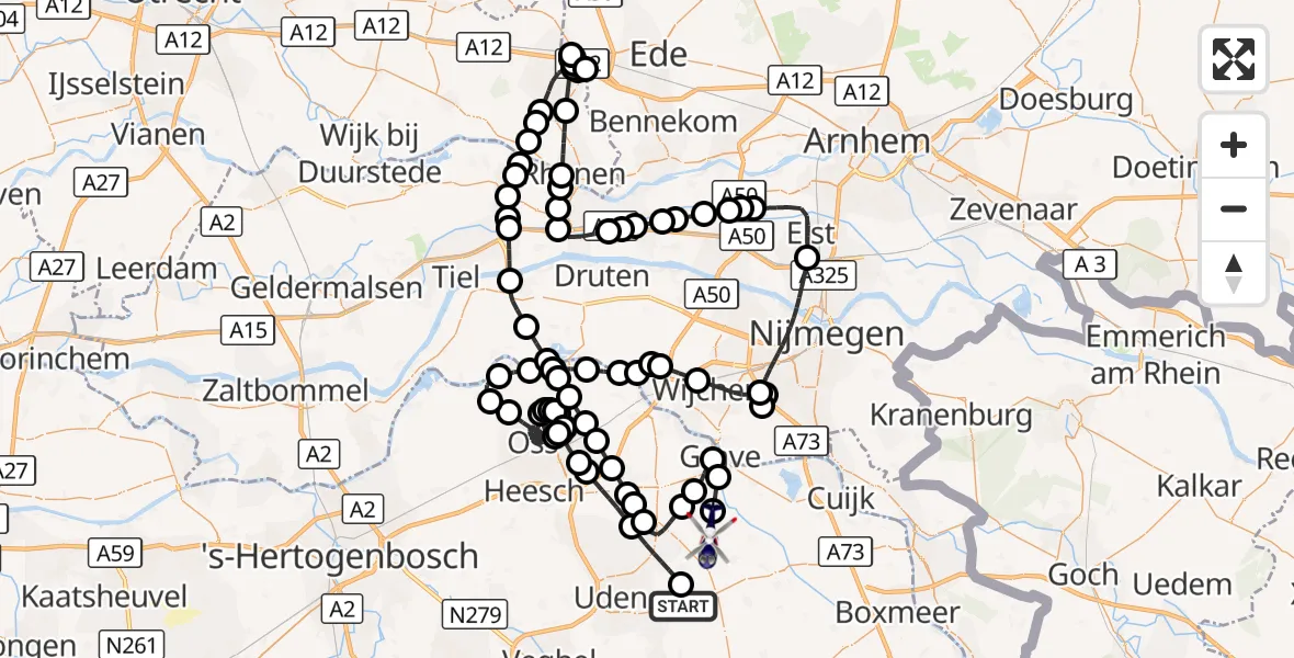 Vluchtroute Politiehelikopter Vliegbasis Volkel - Langenboom, 24 augustus 2026, 18:19