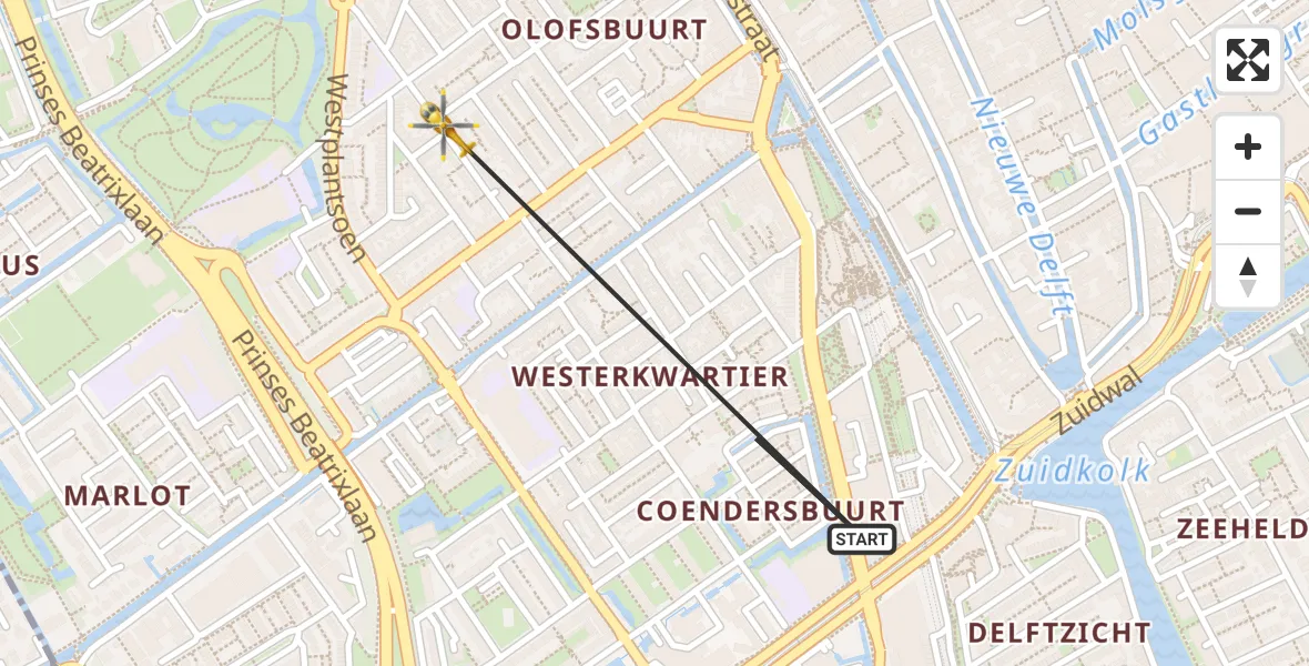 Vluchtroute Traumahelikopter Delft - Delft, 24 augustus 2026, 18:30