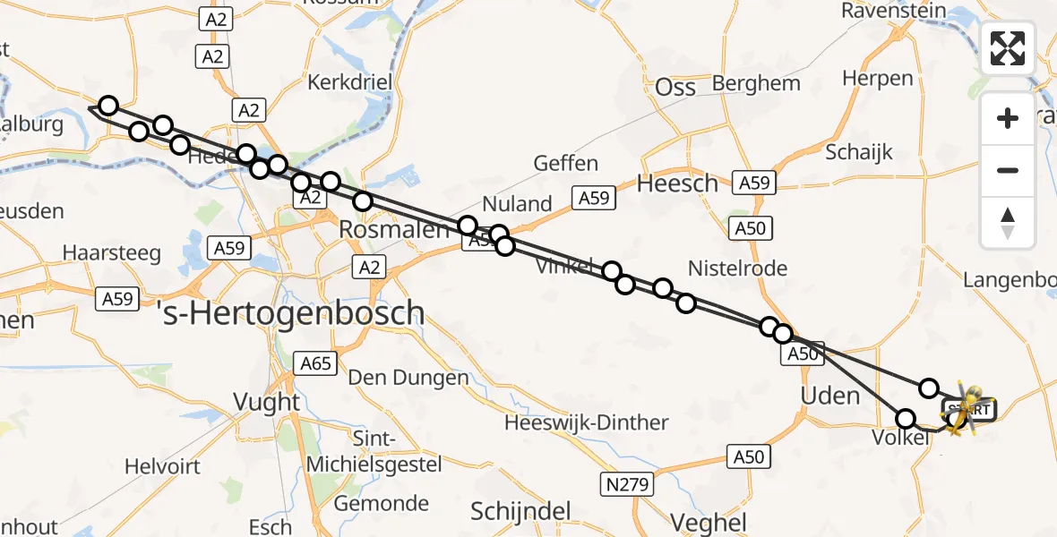 Vluchtroute Traumahelikopter Vliegbasis Volkel - Vliegbasis Volkel, 24 augustus 2026, 18:58