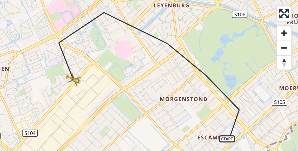 Vluchtroute Traumahelikopter 's-Gravenhage - 's-Gravenhage, 24 augustus 2026, 19:30