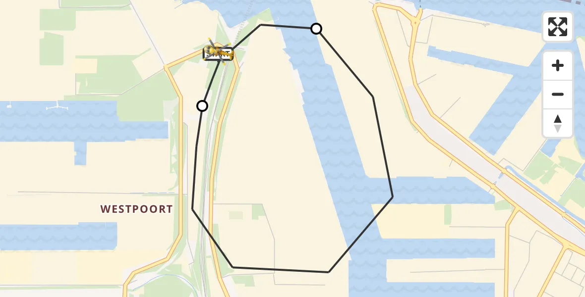 Vluchtroute Traumahelikopter Amsterdam Heliport - Amsterdam Heliport, 25 augustus 2026, 01:30