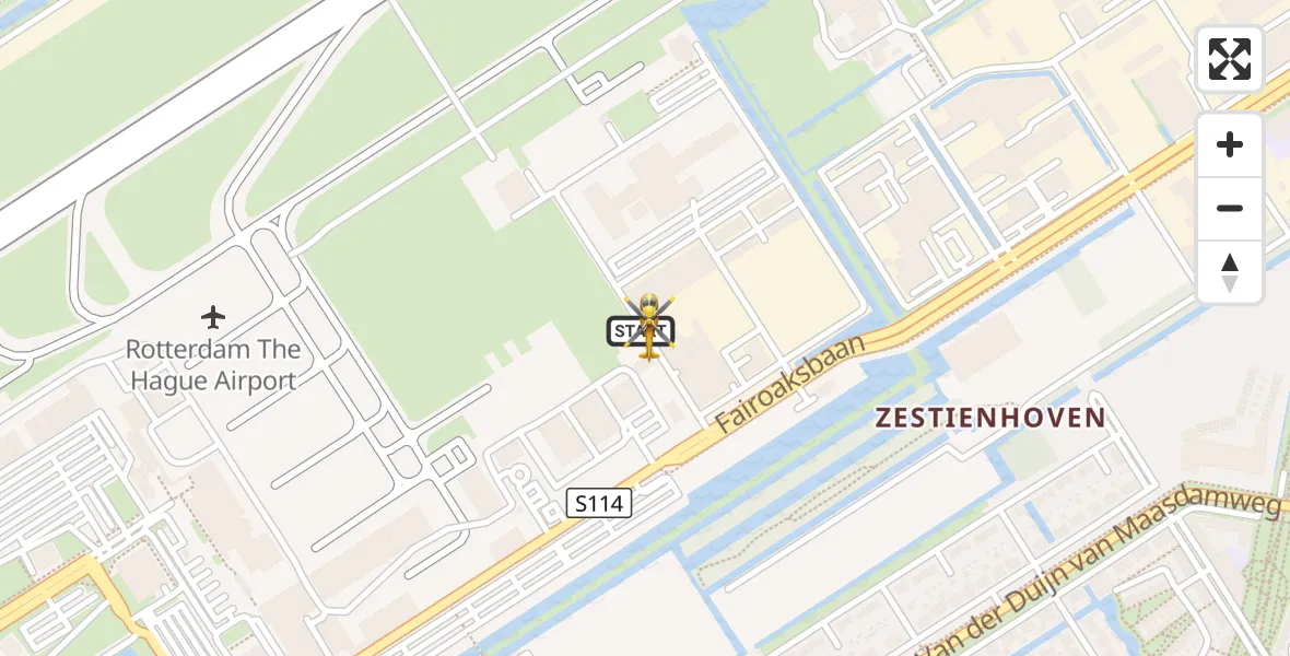 Vluchtroute Traumahelikopter Rotterdam The Hague Airport - Rotterdam, 25 augustus 2026, 05:40