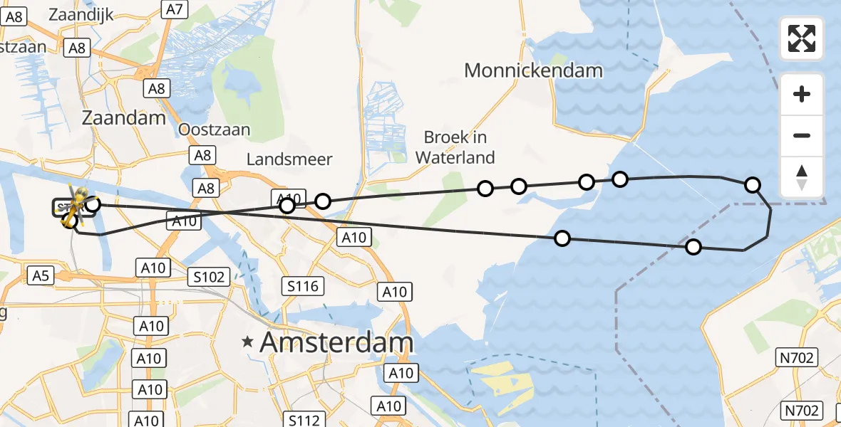 Vluchtroute Traumahelikopter Amsterdam Heliport - Amsterdam Heliport, 25 augustus 2026, 10:05