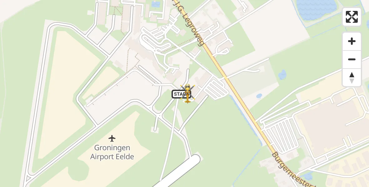 Vluchtroute Traumahelikopter Groningen Airport Eelde - Groningen Airport Eelde, 25 augustus 2026, 10:24