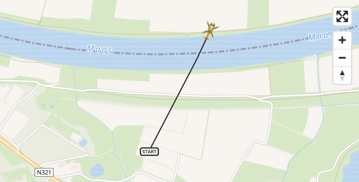 Vluchtroute Traumahelikopter Gassel - Overasselt, 25 augustus 2026, 11:03