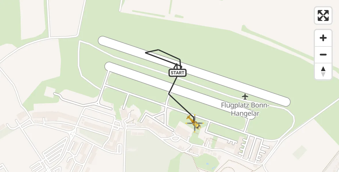 Vluchtroute Traumahelikopter Bonn-Hangelar Flugplatz - Bonn-Hangelar Flugplatz, 25 augustus 2026, 11:40
