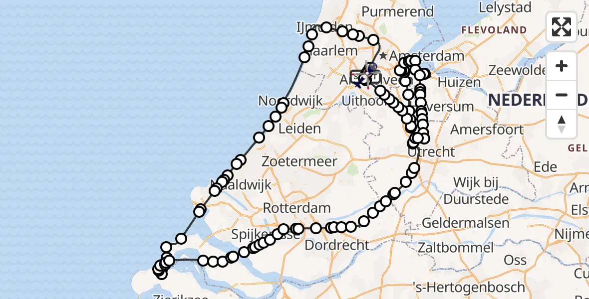 Vluchtroute Politiehelikopter Amsterdam Vliegveld Schiphol - Amsterdam Vliegveld Schiphol, 25 augustus 2026, 13:27
