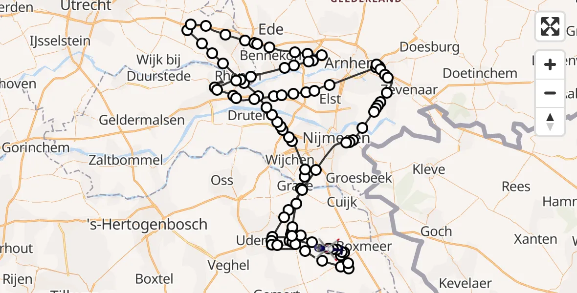 Vluchtroute Politiehelikopter Vliegbasis Volkel - Wanroij, 25 augustus 2026, 14:02