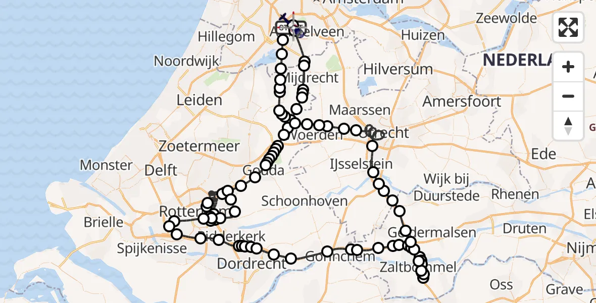 Vluchtroute Politiehelikopter Amsterdam Vliegveld Schiphol - Amsterdam Vliegveld Schiphol, 25 augustus 2026, 17:24