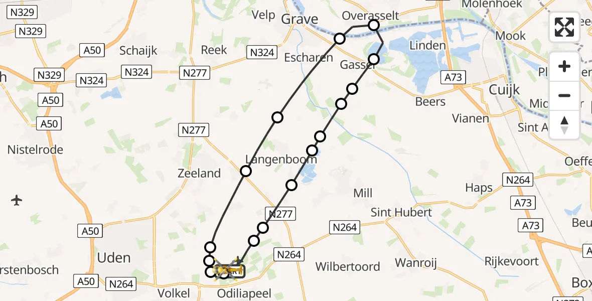 Vluchtroute Traumahelikopter Vliegbasis Volkel - Vliegbasis Volkel, 26 augustus 2026, 05:56
