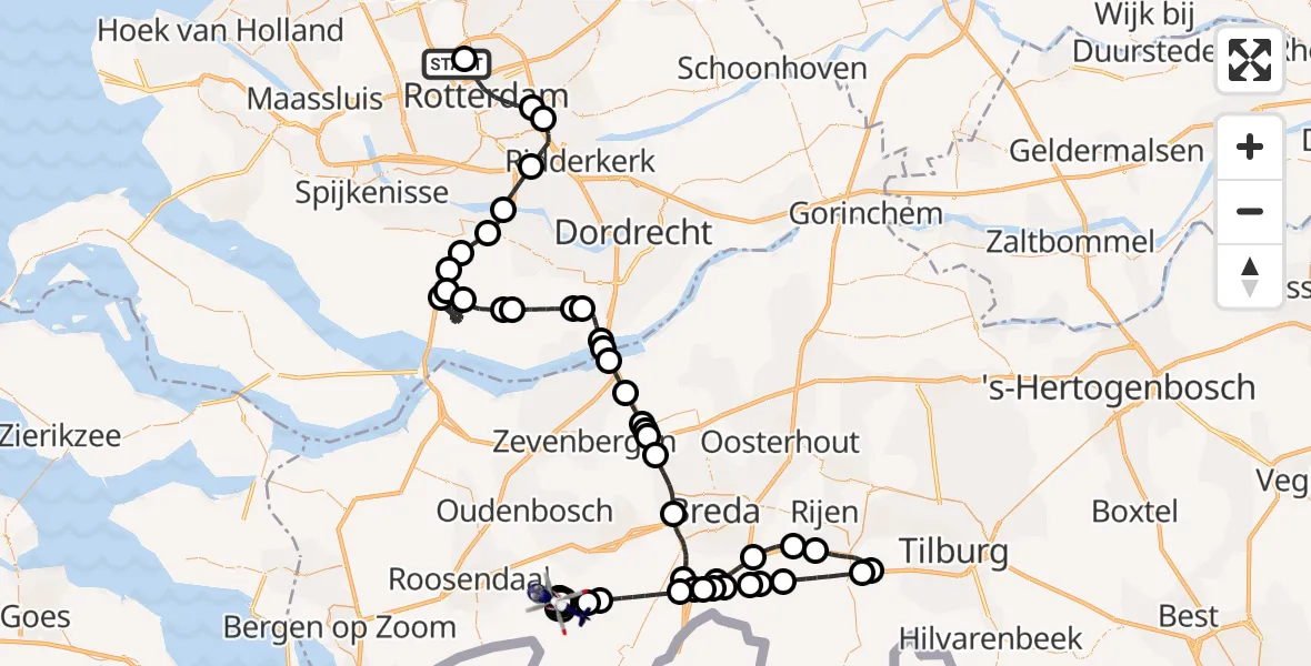 Vluchtroute Politiehelikopter Rotterdam The Hague Airport - Schijf, 26 augustus 2026, 07:04