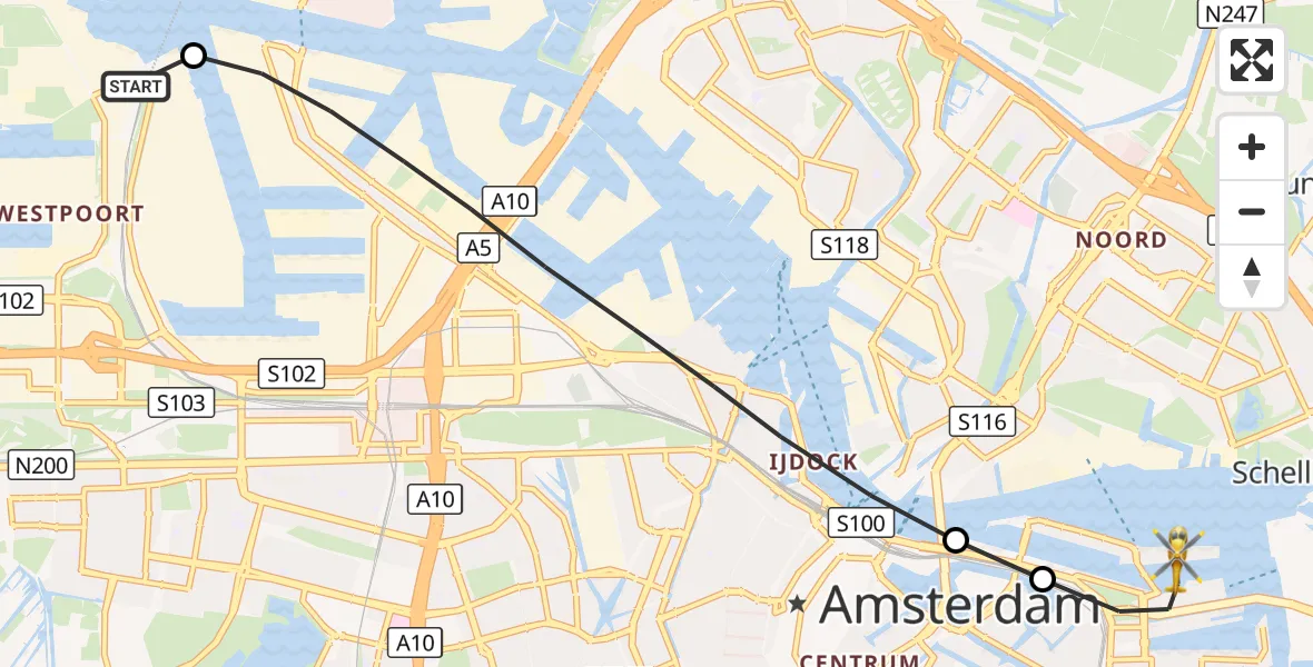 Vluchtroute Traumahelikopter Amsterdam Heliport - Amsterdam, 26 augustus 2026, 07:29