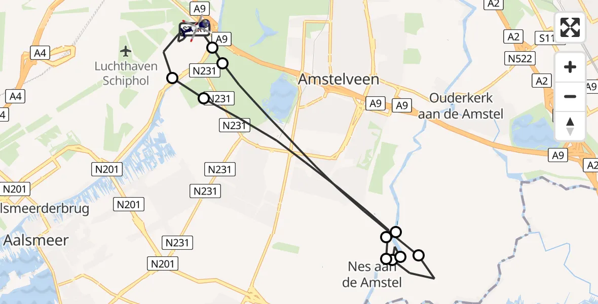 Vluchtroute Politiehelikopter Amsterdam Vliegveld Schiphol - Amsterdam Vliegveld Schiphol, 26 augustus 2026, 07:53