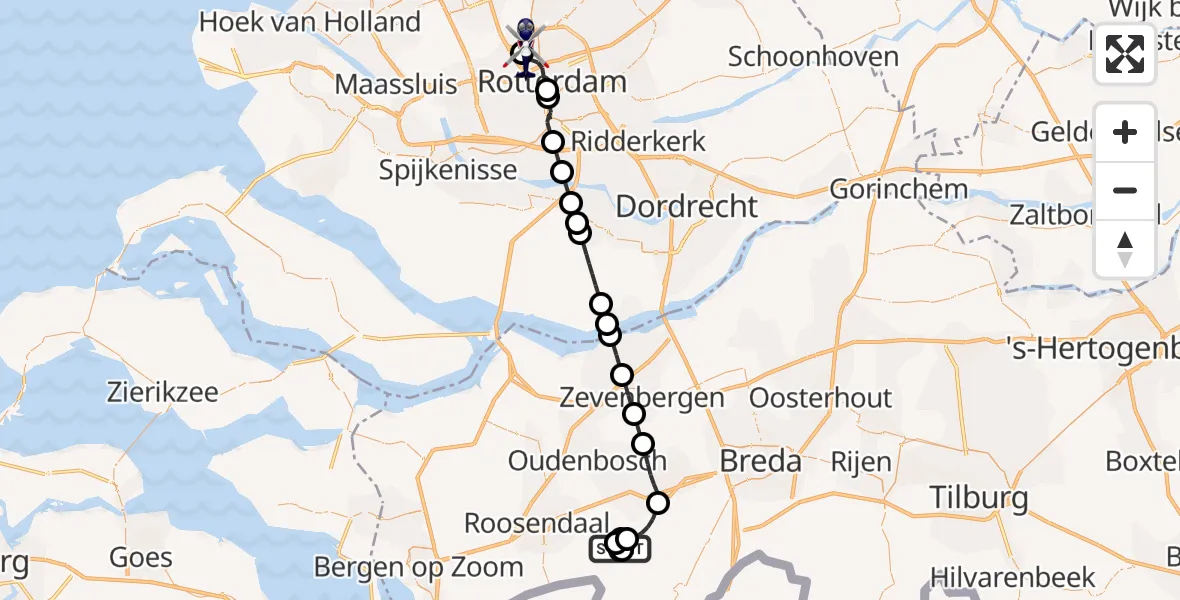 Vluchtroute Politiehelikopter Schijf - Rotterdam The Hague Airport, 26 augustus 2026, 08:03