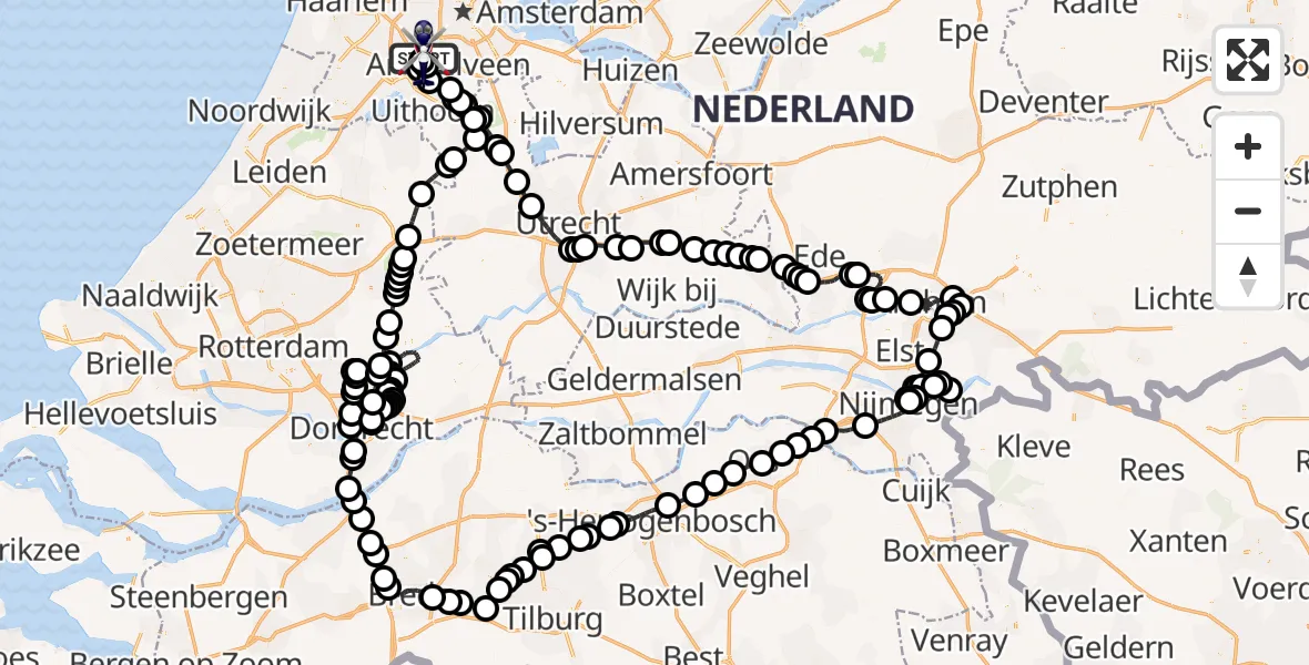 Vluchtroute Politiehelikopter Amsterdam Vliegveld Schiphol - Amsterdam Vliegveld Schiphol, 26 augustus 2026, 08:53