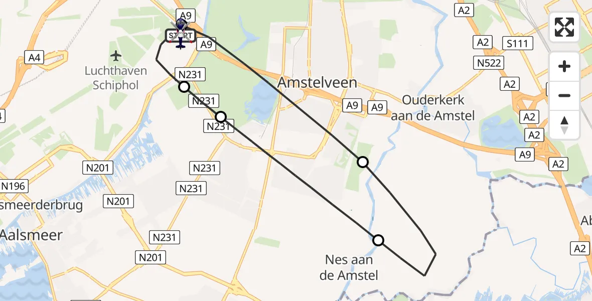 Vluchtroute Politiehelikopter Amsterdam Vliegveld Schiphol - Amsterdam Vliegveld Schiphol, 26 augustus 2026, 09:44