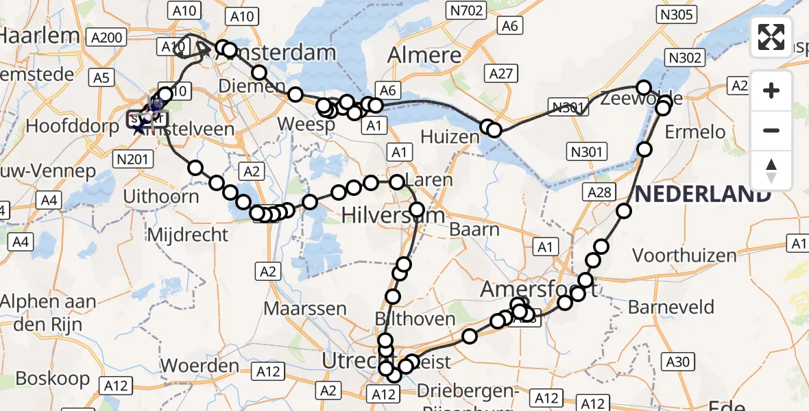 Vluchtroute Politiehelikopter Amsterdam Vliegveld Schiphol - Amsterdam Vliegveld Schiphol, 26 augustus 2026, 10:43