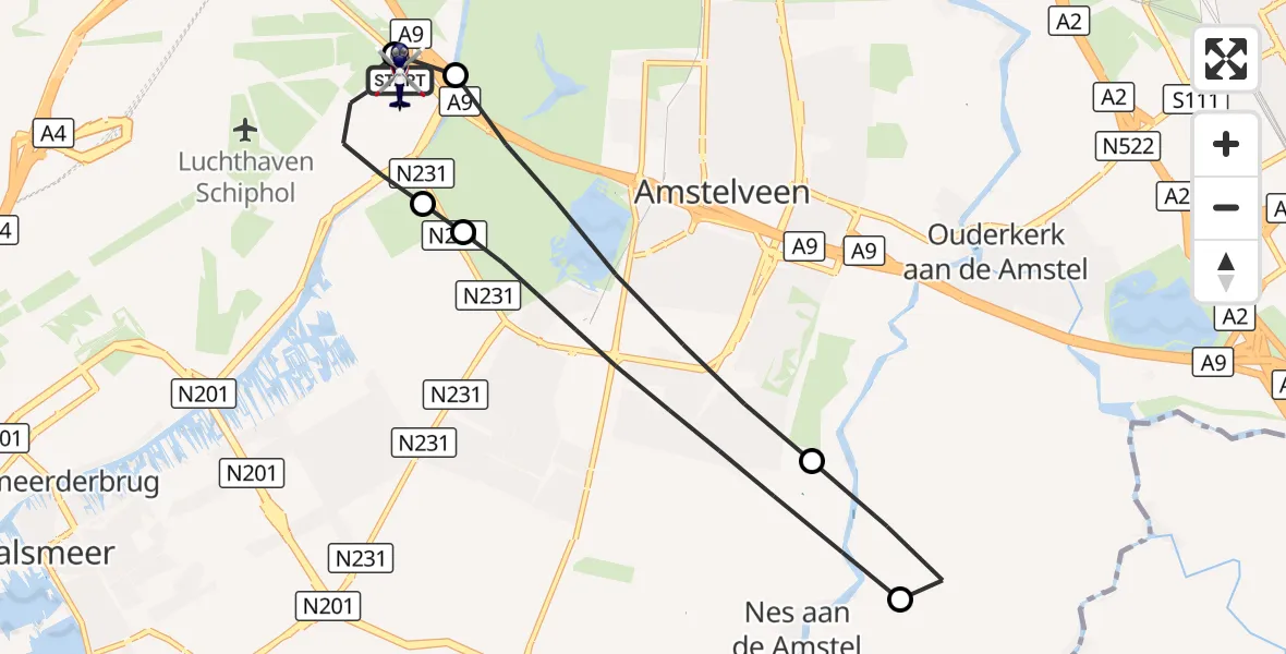Vluchtroute Politiehelikopter Amsterdam Vliegveld Schiphol - Amsterdam Vliegveld Schiphol, 26 augustus 2026, 11:42