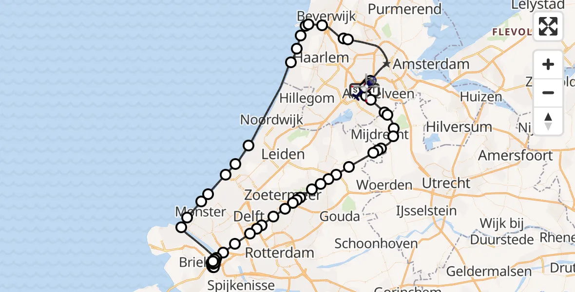 Vluchtroute Politiehelikopter Amsterdam Vliegveld Schiphol - Amsterdam Vliegveld Schiphol, 26 augustus 2026, 12:15