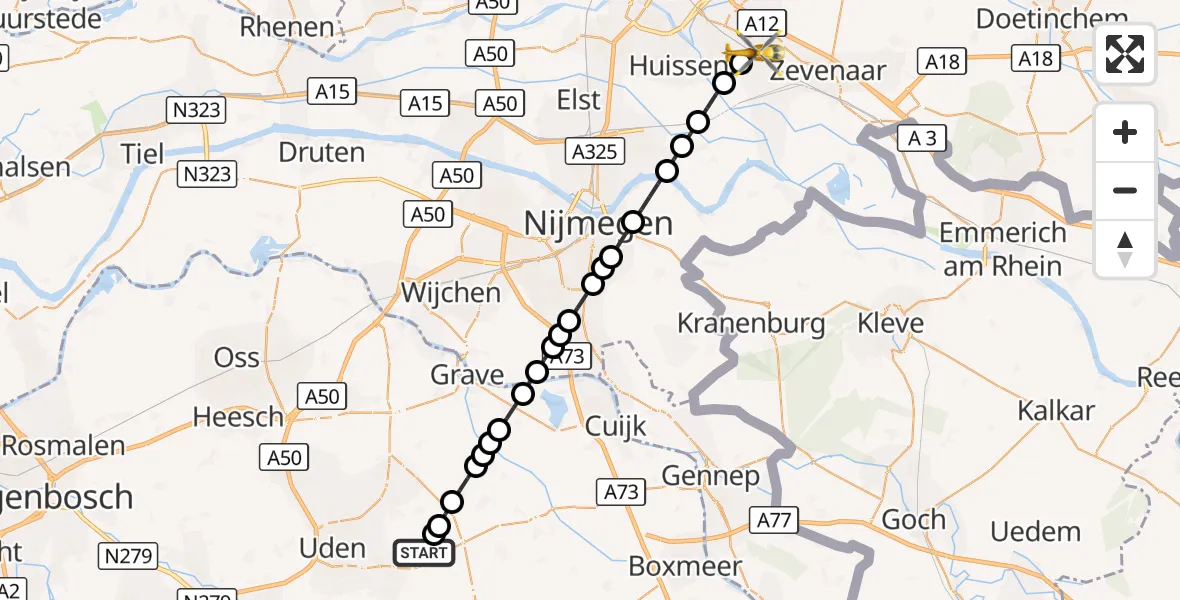 Vluchtroute Traumahelikopter Vliegbasis Volkel - Duiven, 26 augustus 2026, 12:26