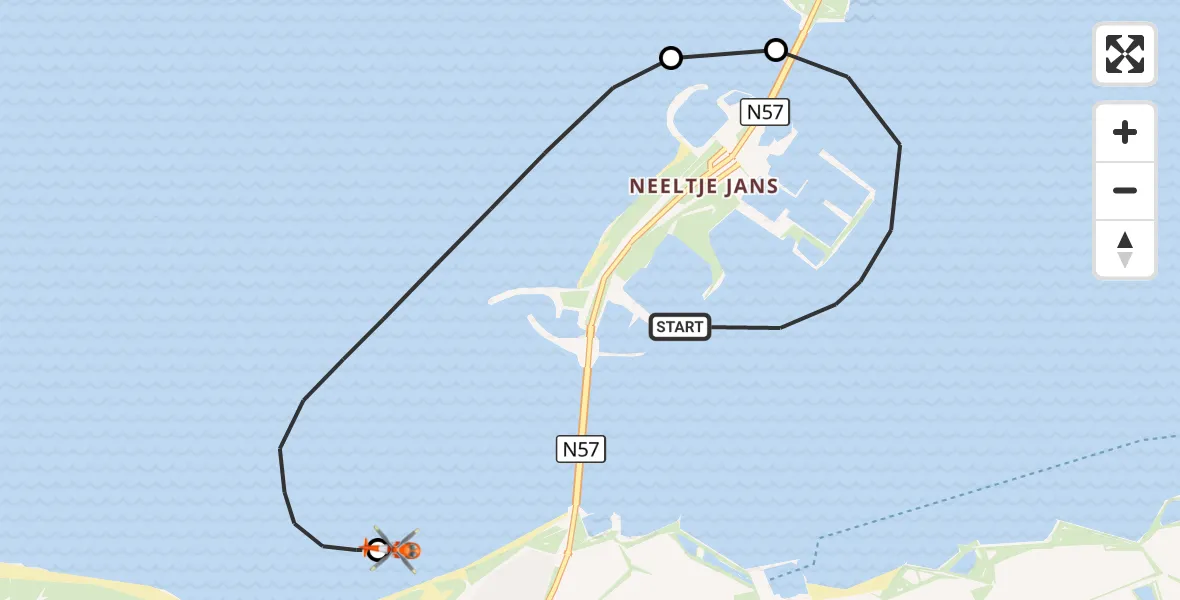 Vluchtroute Kustwachthelikopter Oosterschelde - Vrouwenpolder, 26 augustus 2026, 13:31