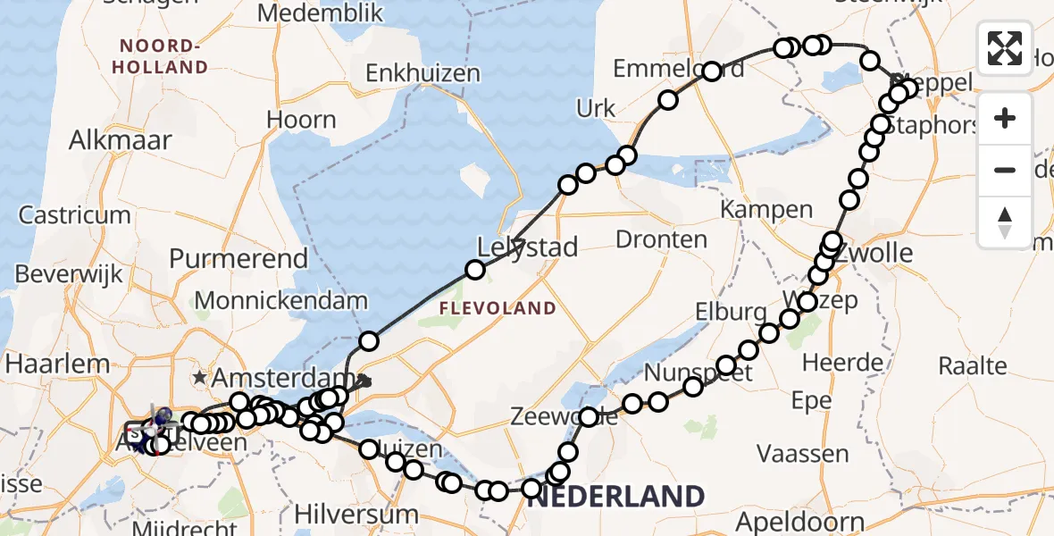 Vluchtroute Politiehelikopter Amsterdam Vliegveld Schiphol - Amsterdam Vliegveld Schiphol, 26 augustus 2026, 13:40