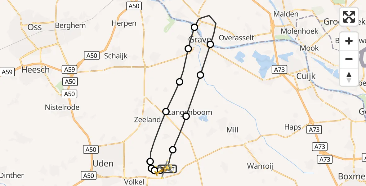 Vluchtroute Traumahelikopter Vliegbasis Volkel - Vliegbasis Volkel, 26 augustus 2026, 18:21