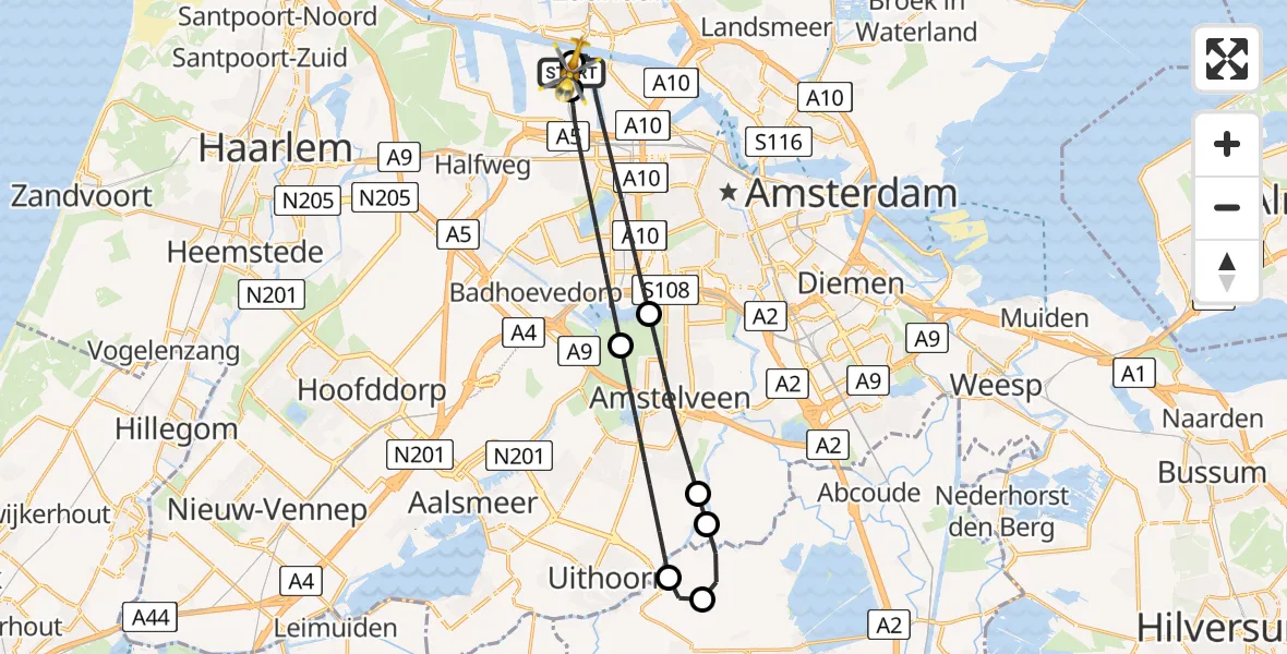 Vluchtroute Traumahelikopter Amsterdam Heliport - Amsterdam Heliport, 26 augustus 2026, 22:28