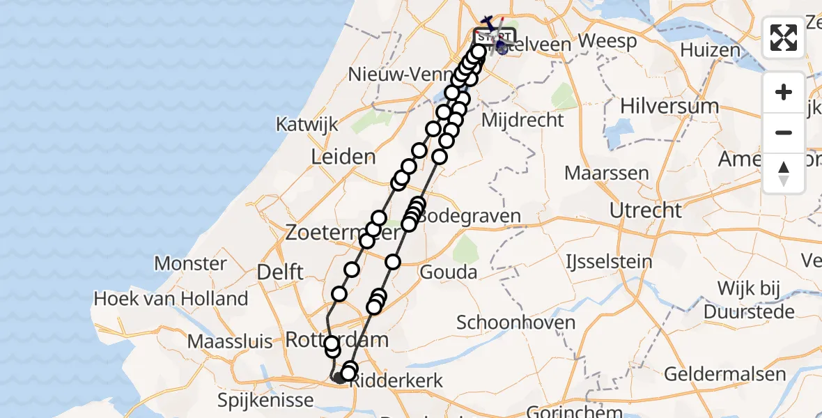 Vluchtroute Politiehelikopter Amsterdam Vliegveld Schiphol - Amsterdam Vliegveld Schiphol, 27 augustus 2026, 03:53