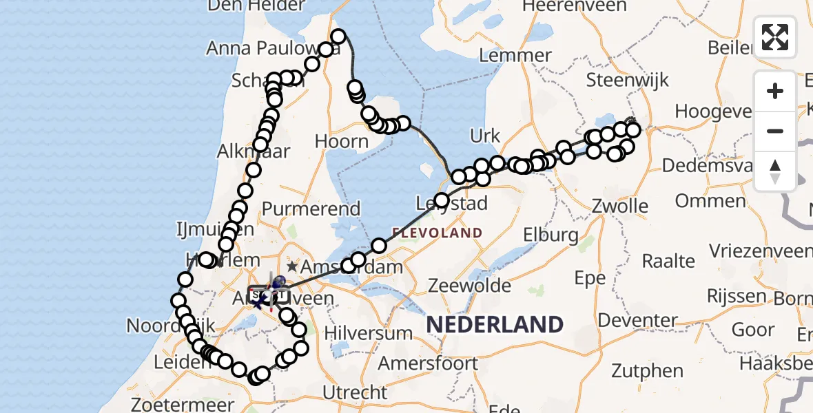 Vluchtroute Politiehelikopter Amsterdam Vliegveld Schiphol - Amsterdam Vliegveld Schiphol, 27 augustus 2026, 07:05