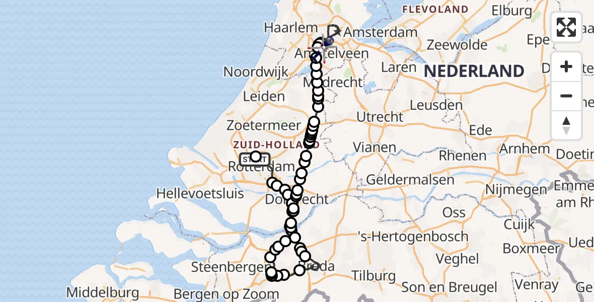 Vluchtroute Politiehelikopter Rotterdam The Hague Airport - Amsterdam Vliegveld Schiphol, 27 augustus 2026, 07:28