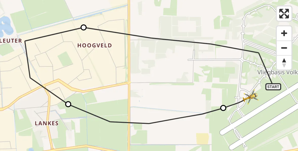 Vluchtroute Traumahelikopter Vliegbasis Volkel - Vliegbasis Volkel, 27 augustus 2026, 07:53