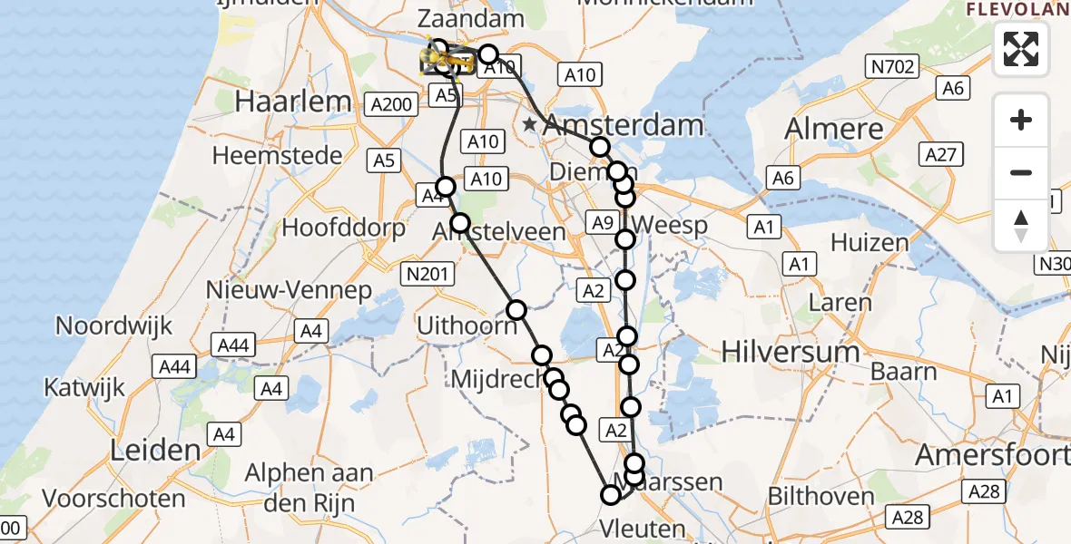 Vluchtroute Traumahelikopter Amsterdam Heliport - Amsterdam Heliport, 27 augustus 2026, 10:02