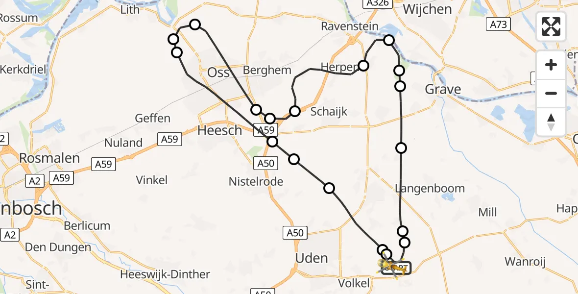 Vluchtroute Traumahelikopter Vliegbasis Volkel - Vliegbasis Volkel, 27 augustus 2026, 11:37