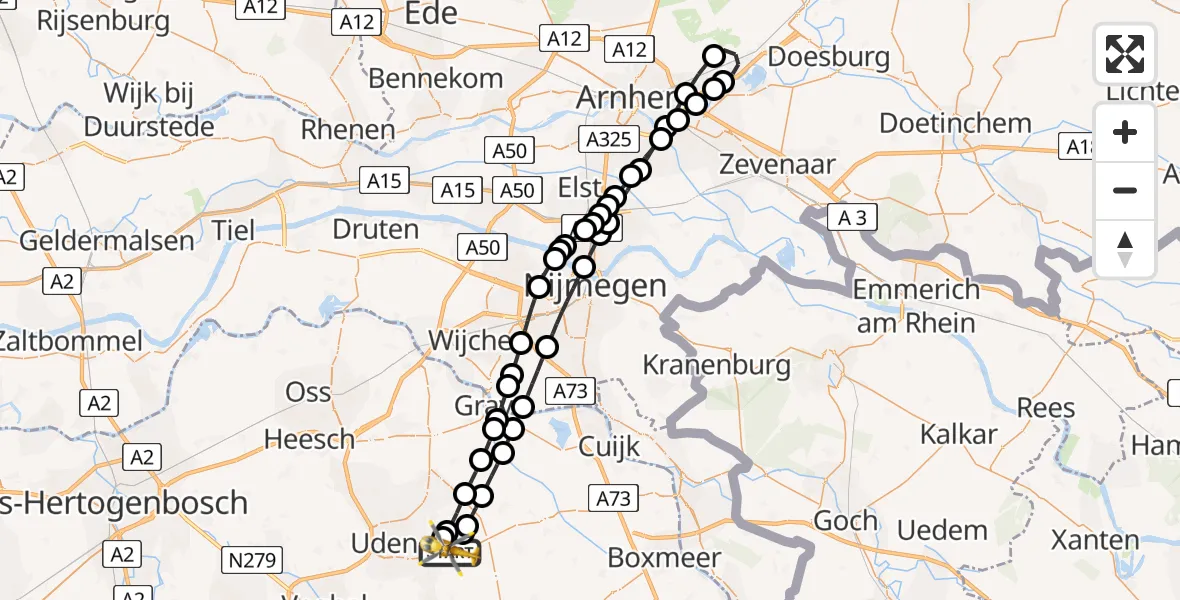 Vluchtroute Traumahelikopter Vliegbasis Volkel - Vliegbasis Volkel, 27 augustus 2026, 12:16