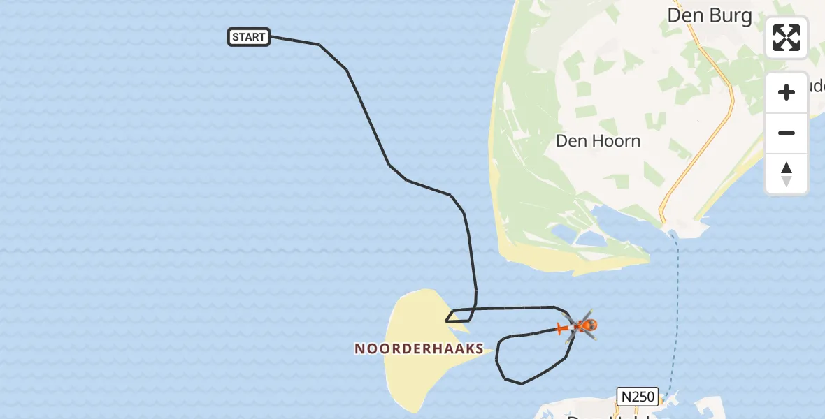 Vluchtroute Kustwachthelikopter Noordzee - Noordzee, 27 augustus 2026, 12:42