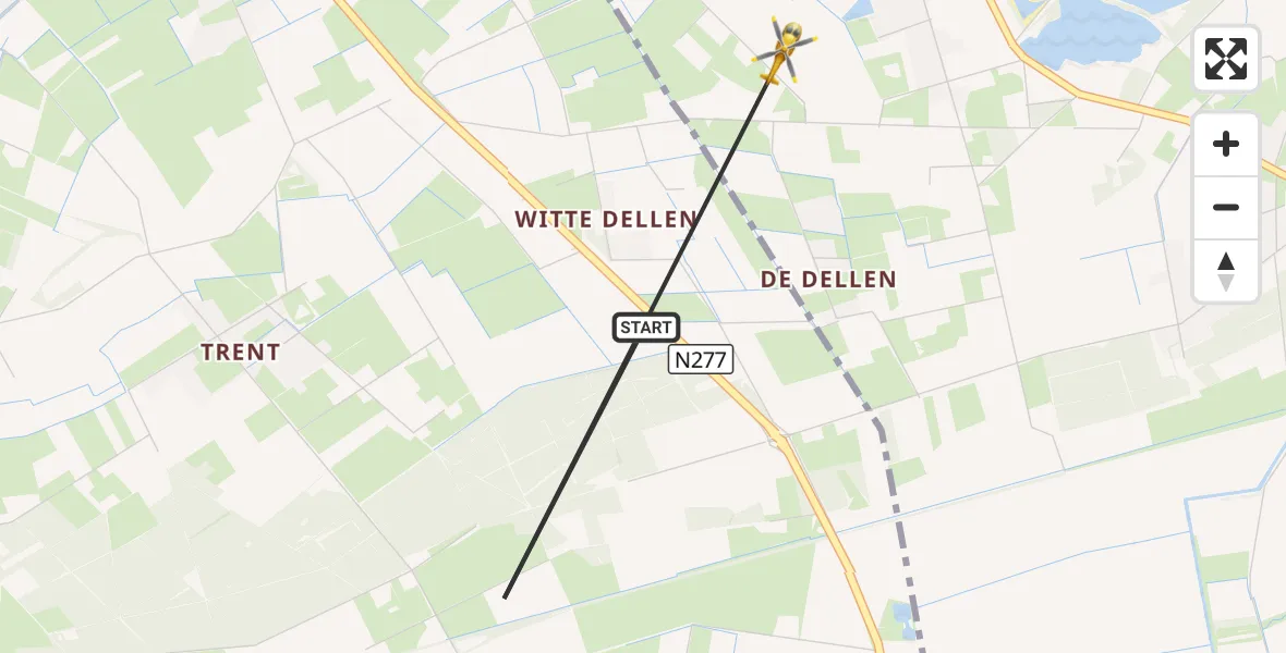 Vluchtroute Traumahelikopter Zeeland - Langenboom, 27 augustus 2026, 13:14