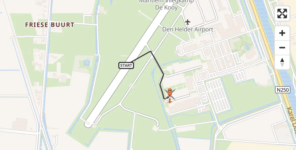 Vluchtroute Kustwachthelikopter Militair vliegveld De Kooy / Den Helder Airport - Militair vliegveld De Kooy / Den Helder Airport, 27 augustus 2026, 13:26