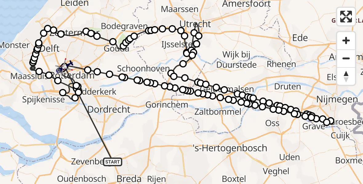 Vluchtroute Politiehelikopter Langeweg - Rotterdam The Hague Airport, 27 augustus 2026, 14:12