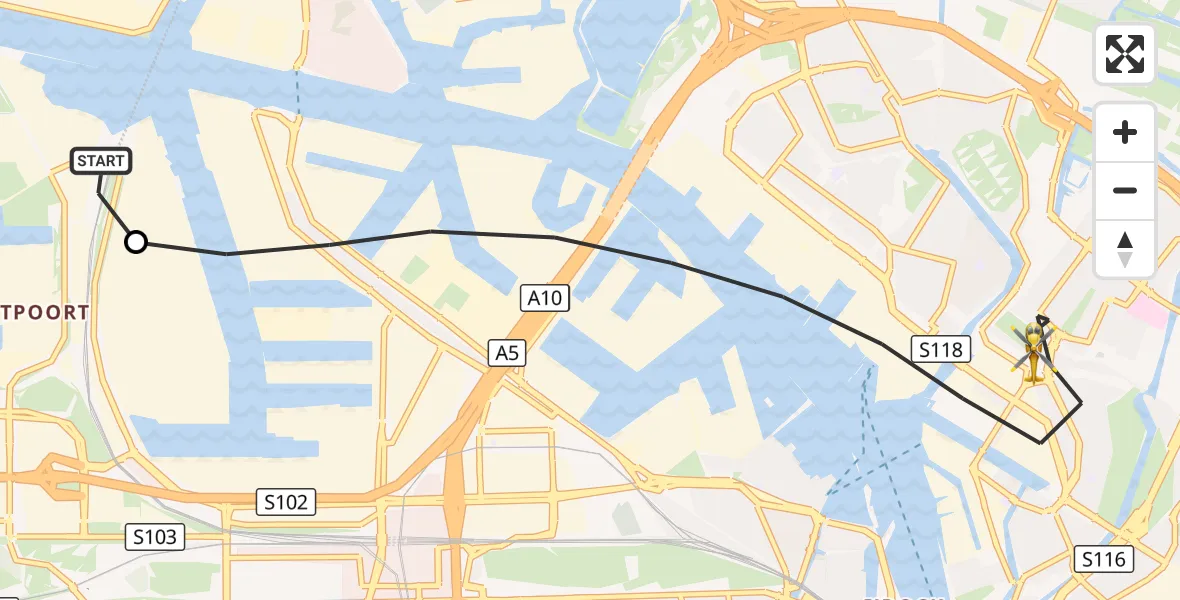 Vluchtroute Traumahelikopter Amsterdam Heliport - Amsterdam, 27 augustus 2026, 15:45