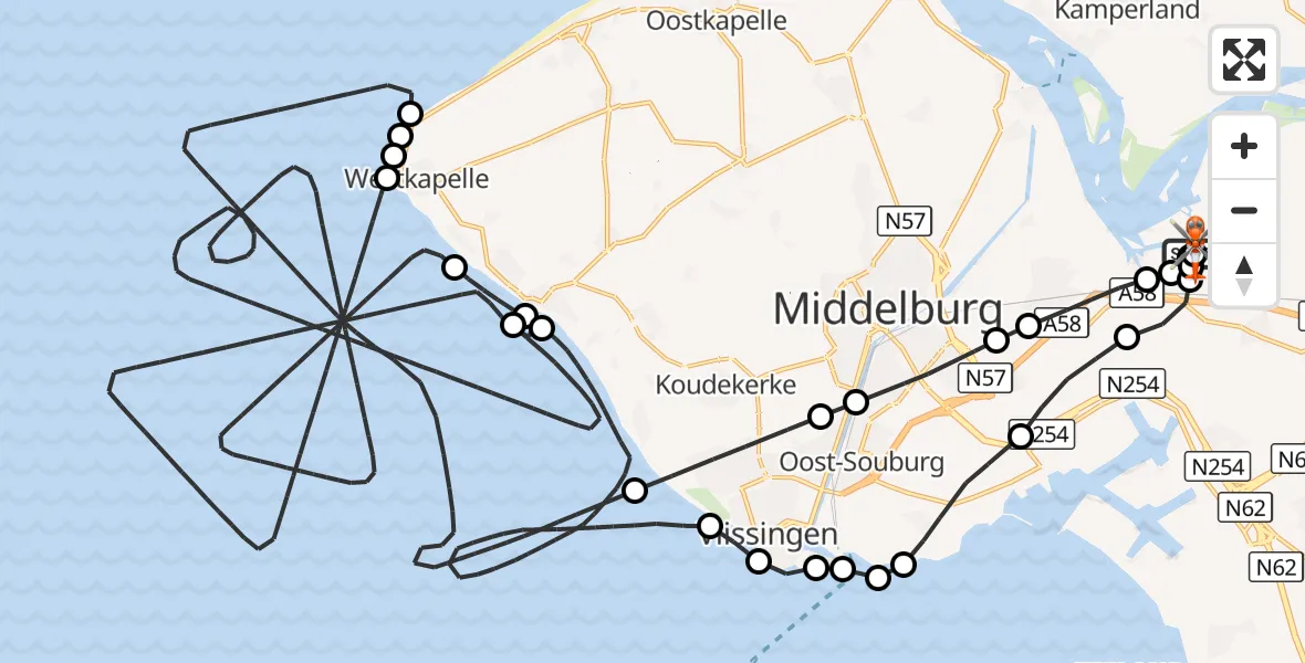 Vluchtroute Kustwachthelikopter Vliegveld Midden-Zeeland - Vliegveld Midden-Zeeland, 27 augustus 2026, 16:30