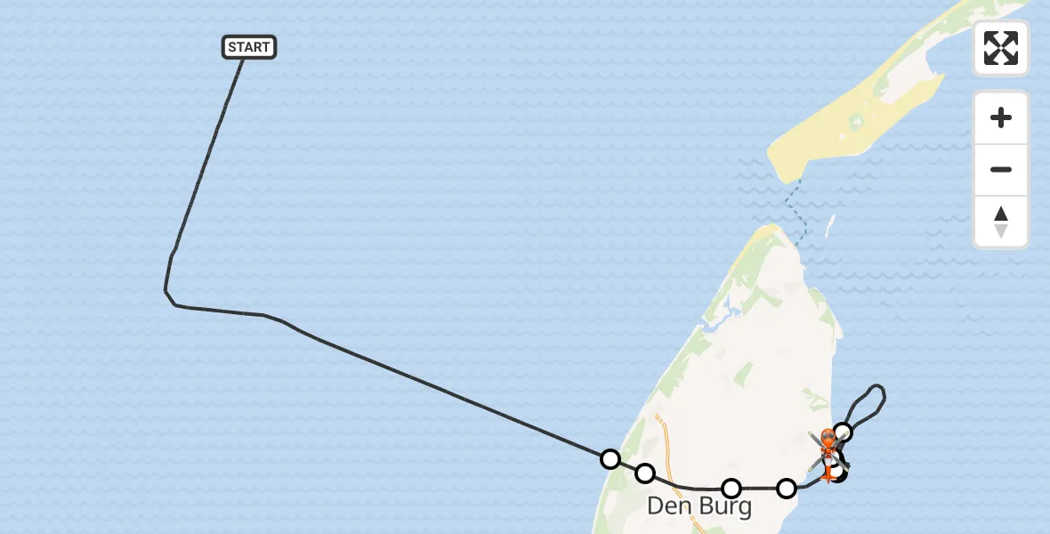 Vluchtroute Kustwachthelikopter Noordzee - Oosterend, 27 augustus 2026, 19:29